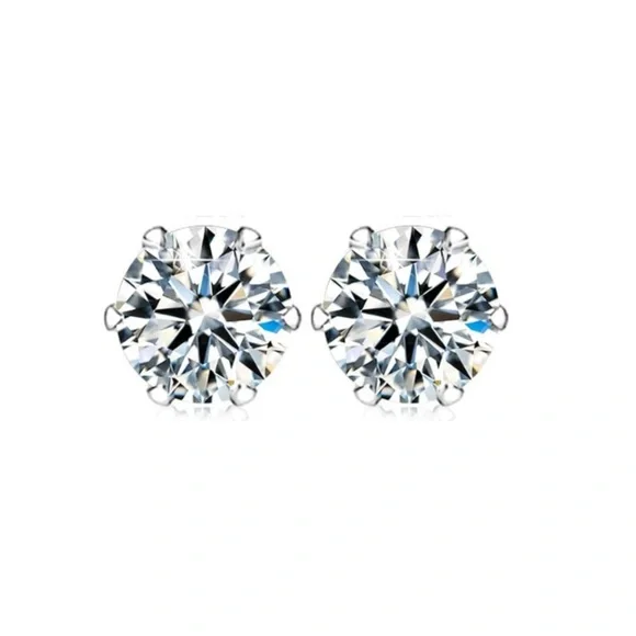 7mm Clear CZ Stud Earrings | Stainless Steel Hypoallergenic - Picture 3 of 4